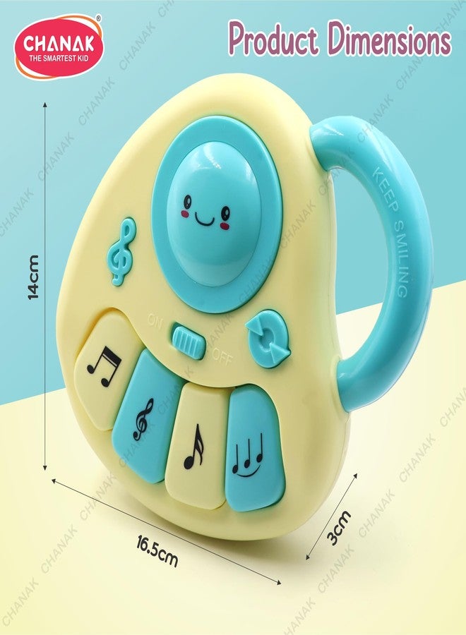 Chanak Baby Piano Musical Infant Toy 4 Key Nodes with 31 Music melodies Includes Learning Numbers & Shapes, Flashing Lights Early Learning Baby Tiny Tunes for Boys Girls, 6 to 12 Months (Yellow/Blue) - Image 3